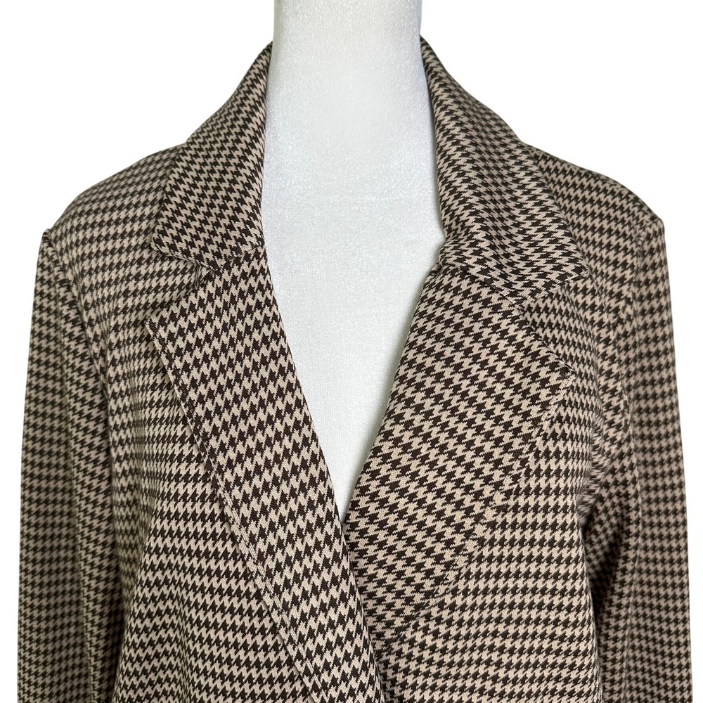 Philosophy Republic Clothing Coat Medium Brown Houndstooth Longline Blazer - Picture 3 of 7
